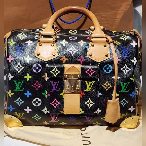 Louis Vuitton Handbags - Authentic Loui Vuitton Black Multicolor Speedy 30